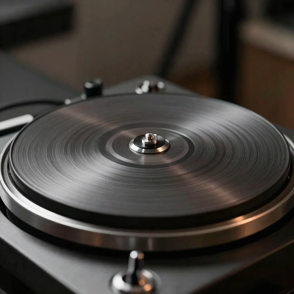 Macro detail of a product being rotated on a turntable under cont